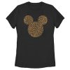 Women’s Mickey & Friends Cheetah Print Mickey Mouse Logo Distressed T-Shirt