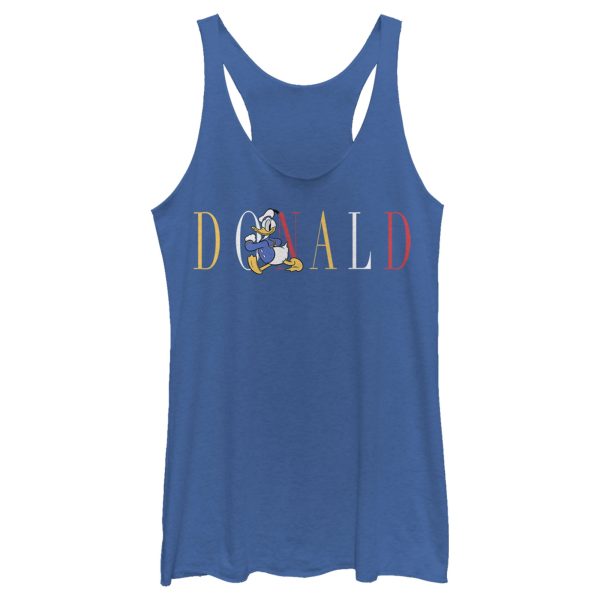 Women’s Mickey & Friends Donald Duck Colorful Text Racerback Tank Top