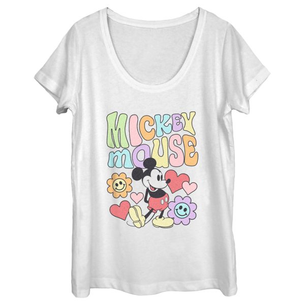 Women’s Mickey & Friends Groovy Hearts and Smilies Logo Scoop Neck