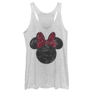 Women’s Mickey & Friends Minnie Mouse Distressed Leopard Bow Racerback Tank Top