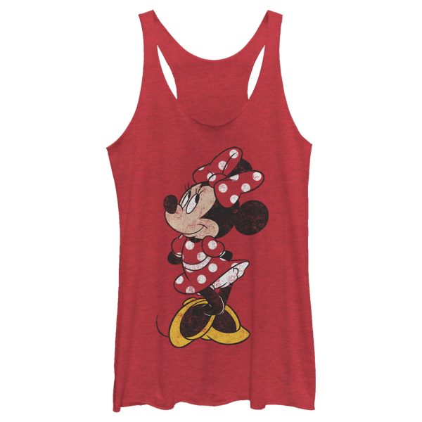 Women’s Mickey & Friends Minnie Mouse Portrait Distressed Racerback Tank Top