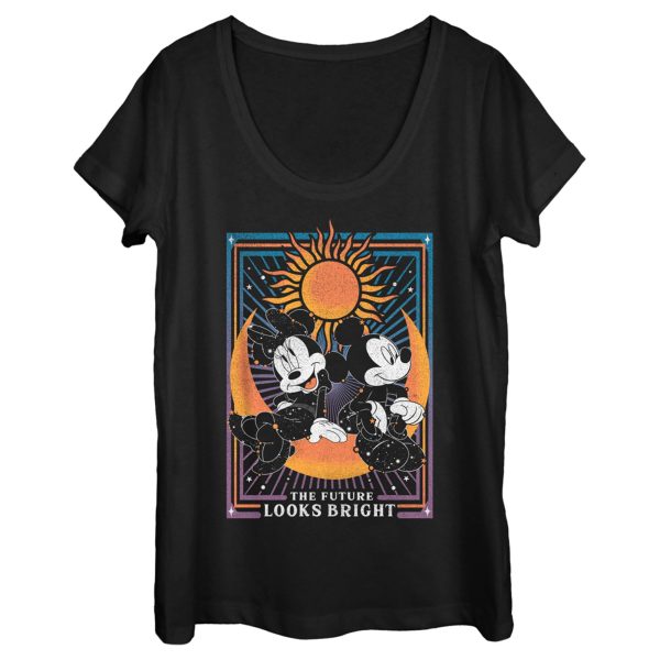 Women’s Mickey & Friends The Future Looks Bright Mickey and Minnie Tarot Card Scoop Neck