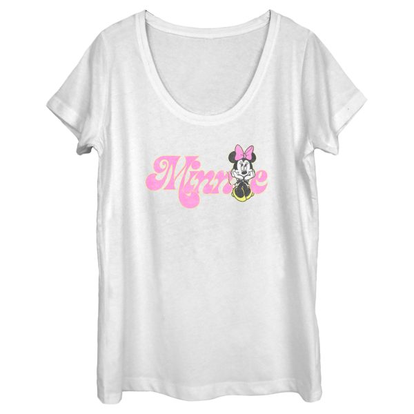 Women’s Minnie Mouse Distressed Retro Logo Scoop Neck