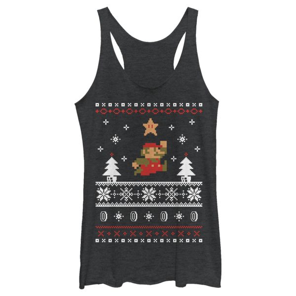 Women’s Nintendo Mario Ugly Christmas Sweater Racerback Tank Top