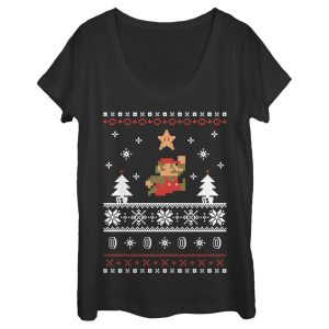 Women’s Nintendo Mario Ugly Christmas Sweater Scoop Neck