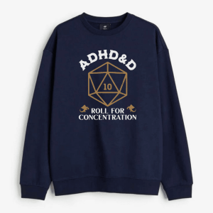 ADHD & D Roll for Concentration Sweatshirt, Vintage RPG Sweatshirt, Funny Gaming Apparel, Perfect Gift for Gamers and D&D Enthusiasts