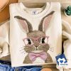 Bubble Gum Bunny With Glasses Easter Sweatshirt
