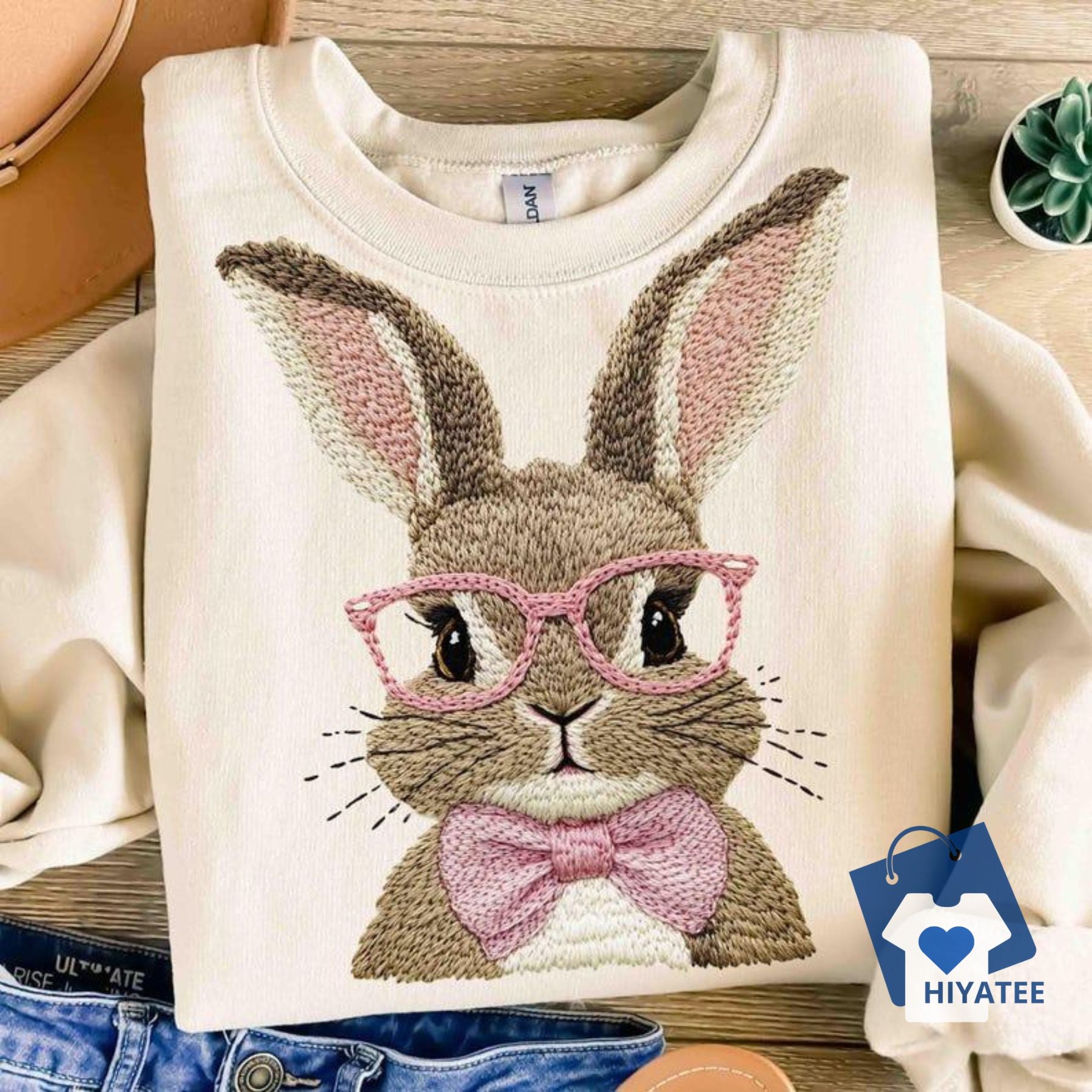 Bubble Gum Bunny With Glasses Easter Sweatshirt Bubble Gum Bunny With Glasses Easter Sweatshirt