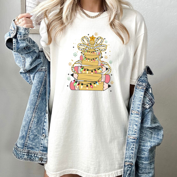 Christmas Pencil Teacher Graphic T-Shirt