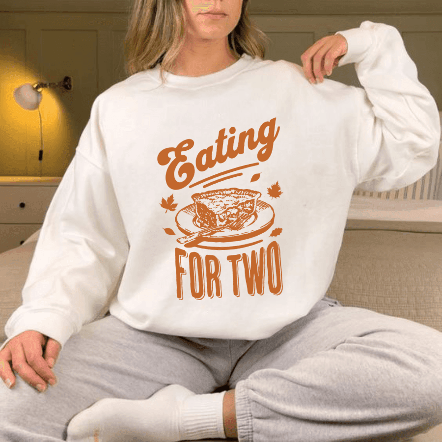 Eating for Two Thanksgiving Pregnancy Announcement Sweater, Thanksgiving Pregnancy Reveal, Fall Baby announcement Sweater, Fall Maternit Eating for Two Thanksgiving Pregnancy Announcement Sweater, Thanksgiving Pregnancy Reveal, Fall Baby announcement Sweater, Fall Maternit