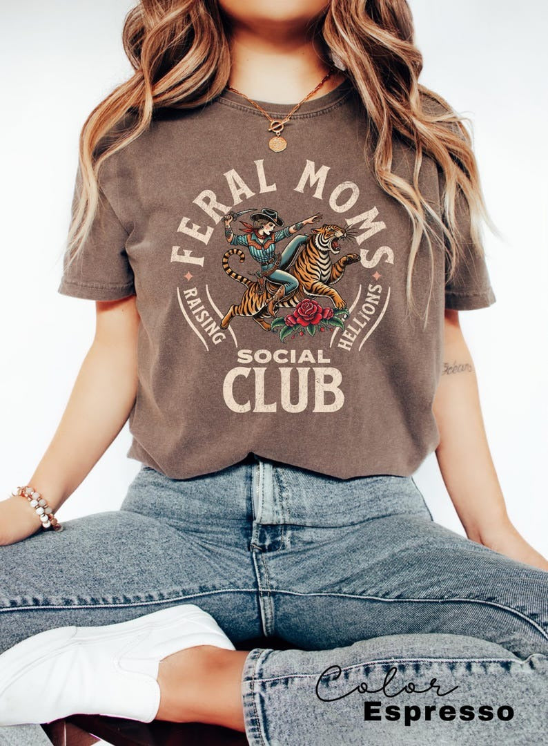 Feral Moms Club TShirt, Vintage Comfort Colors Tee, Feral Mom Gift Idea, Somebody's Wild Wife Shirt, Mom Life Graphic Tee, Stylish Mom Clothing Feral Moms Club TShirt, Vintage Comfort Colors Tee, Feral Mom Gift Idea, Somebody's Wild Wife Shirt, Mom Life Graphic Tee, Stylish Mom Clothing
