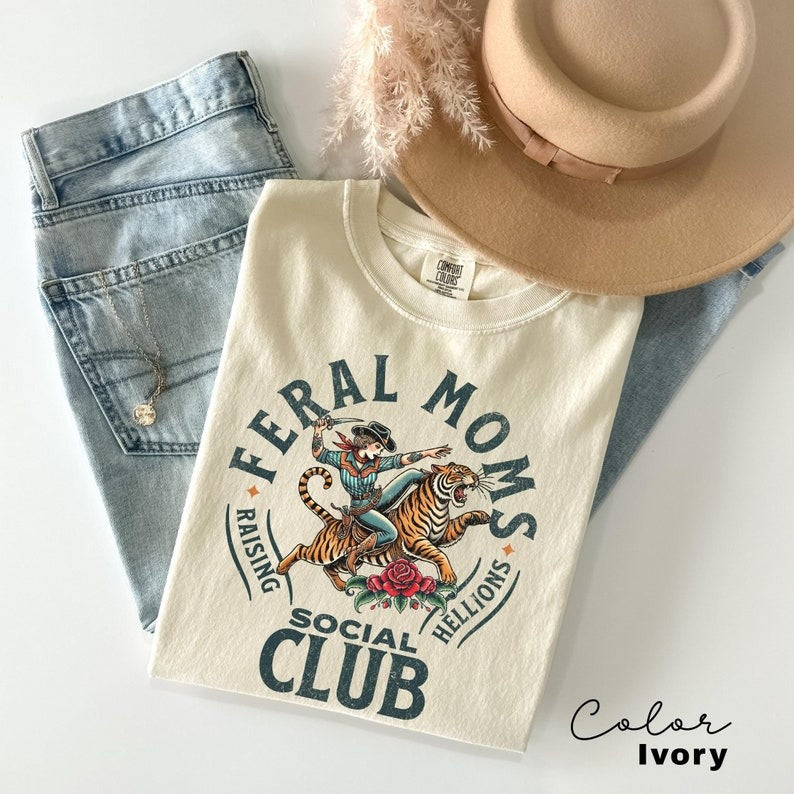 Feral Moms Club TShirt, Vintage Comfort Colors Tee, Feral Mom Gift Idea, Somebody's Wild Wife Shirt, Mom Life Graphic Tee, Stylish Mom Clothing Feral Moms Club TShirt, Vintage Comfort Colors Tee, Feral Mom Gift Idea, Somebody's Wild Wife Shirt, Mom Life Graphic Tee, Stylish Mom Clothing