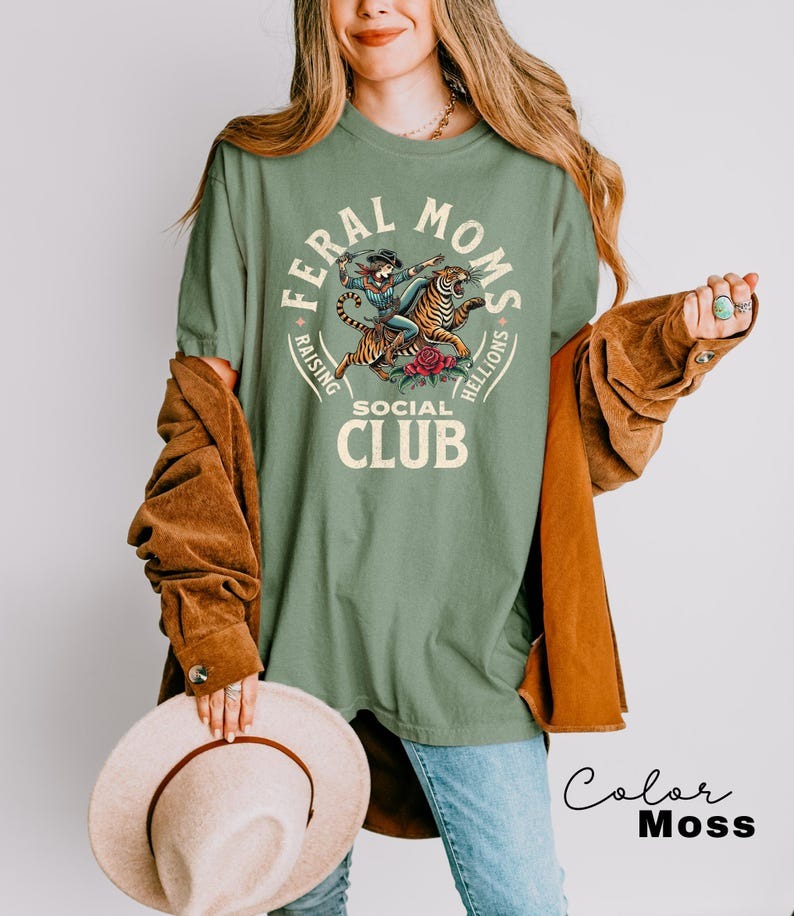 Feral Moms Club TShirt, Vintage Comfort Colors Tee, Feral Mom Gift Idea, Somebody's Wild Wife Shirt, Mom Life Graphic Tee, Stylish Mom Clothing Feral Moms Club TShirt, Vintage Comfort Colors Tee, Feral Mom Gift Idea, Somebody's Wild Wife Shirt, Mom Life Graphic Tee, Stylish Mom Clothing