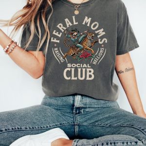 Feral Moms Club TShirt Vintage Comfort Colors Tee Feral Mom Gift Idea Somebodys Wild Wife Shirt Mom Life Graphic Tee Stylish Mom Clothing 5