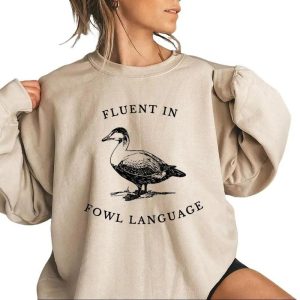 Fluent in Fowl Language Gift for Duck Lover Duck or Chicken Farmer T-Shirt for Off Grid Homestead Country Life Womens