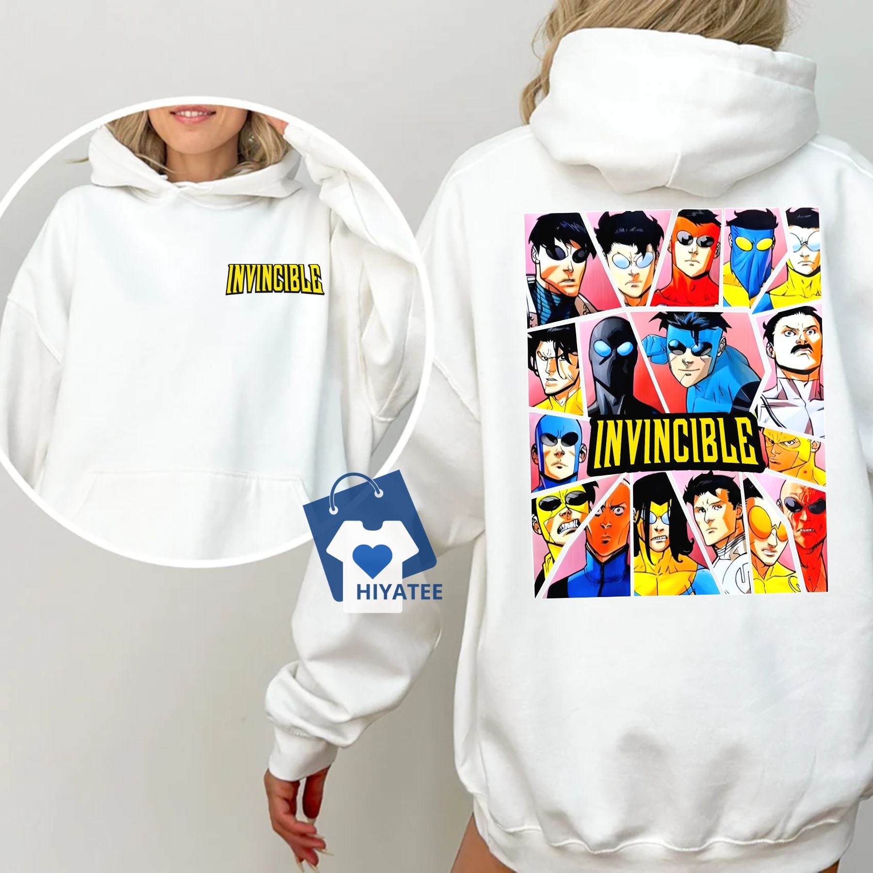 Invincible Hoodie – SS3 Dark Two-Sided Superhero Streetwear Invincible Hoodie – SS3 Dark Two-Sided Superhero Streetwear