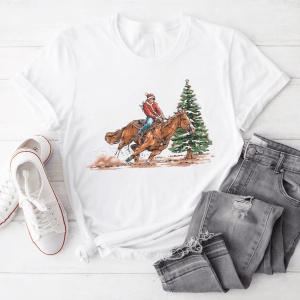 Lady santa cowboy Christmas Shirt