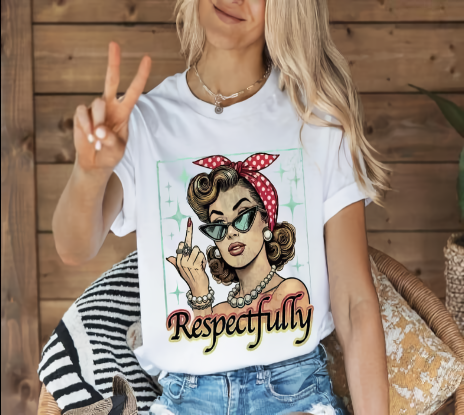 Respectfully Shirt – Cute Sarcastic Vintage Tee with Y2K Goth Star Girl Print Respectfully Shirt – Cute Sarcastic Vintage Tee with Y2K Goth Star Girl Print