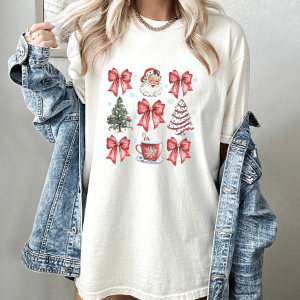 Women’s Christmas Themed Print Round Neck Tee, Casual Short Sleeve Crew Neck T-shirt for Summer, Fashion Women’s Top for Daily Wear