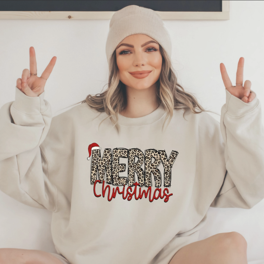 Women's Leopard Letter & Christmas Santa Hat Print Round Neck Pullover – Casual Long Sleeve Crewneck Sweatshirt for Fall & Winter, Women's Clothes for Daily Wear 8388222582982 Women's Leopard Letter & Christmas Santa Hat Print Round Neck Pullover – Casual Long Sleeve Crewneck Sweatshirt for Fall & Winter, Women's Clothes for Daily Wear 8388222582982