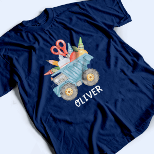 Custom Youth T Shirt, Personalized Back to School Crayon Truck