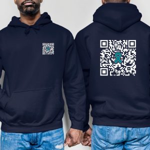 Fuck Ovarian Cancer QR Code Sweatshirt or Hoodie, Ovarian Cancer Survivor, Warrior Sweater, hidden message, Teal Awareness RIbbon, Gift for her