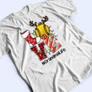 Love Grandma Life - Christmas Baseball Grandma - Personalized Custom T Shirt 2 Love Grandma Life Christmas Baseball Grandma Personalized Custom T Shirt 3