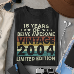18 years of being awesome vintage 2004 limited edition 18th birthday gifts shirt