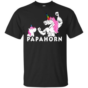 Daddy unicorn and baby Papahorn shirt