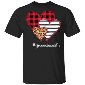 #Grandmalife shirt striped leopard Buffalo plaid printed splicing heart valentine’s day shirt grandma life shirt