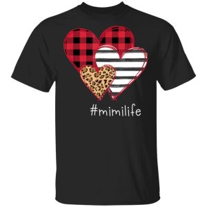 #Mimilife shirt striped leopard buffalo plaid printed splicing heart valentine’s day shirt Mimi life t-shirt