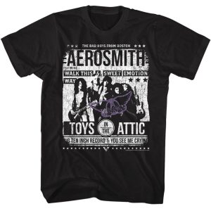 Aerosmith – Poster – American Classics – Solid Black Adult Short Sleeve T-Shirt