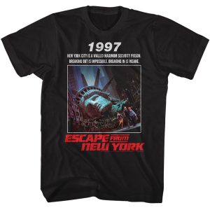 Escape From New York – 1997 Poster Statement – American Classics – Solid Black Adult Short Sleeve T-Shirt