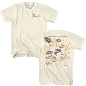 Fender – 70s Record Poster – American Classics – Solid Off-White Adult Short Sleeve T-Shirt