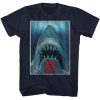 Jaws – 50th Anniversary Poster – Officially Licensed American Classics – Front Print Solid Adult Short Sleeve T-Shirt