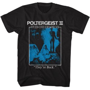 Poltergeist – Theyre Back Poster – American Classics – Solid Black Adult Short Sleeve T-Shirt