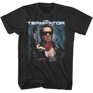 Terminator – Jacket And Pistol Poster – American Classics – Gray Front Print Adult Short Sleeve T-Shirt