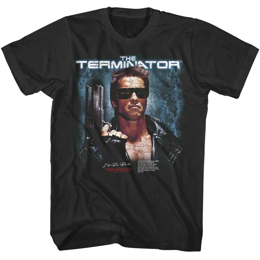 Terminator - Jacket And Pistol Poster - American Classics - Gray Front Print Adult Short Sleeve T-Shirt Terminator - Jacket And Pistol Poster - American Classics - Gray Front Print Adult Short Sleeve T-Shirt